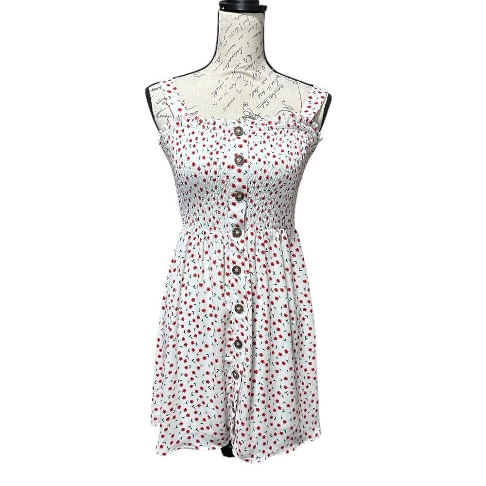 Sienna Sky White and Red Floral Dress Size Medium